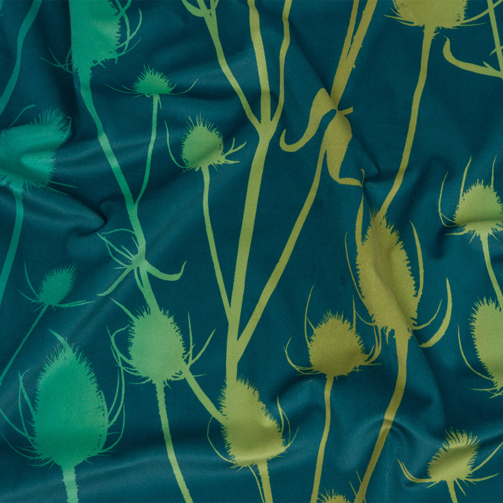 Printed Polyester Velvet - Peacock Thistle Stems - British Imported - Joann Fabrics