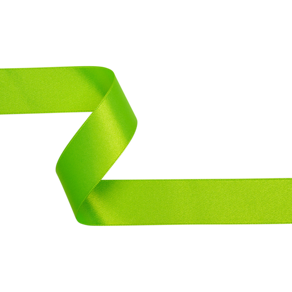 Neon Green Double Face French Satin Ribbon - 1