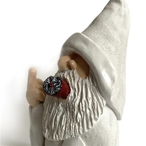 Wizard Middle Finger Garden Gnome Statue, Funny Smoking Middle Finger Wizard Gnomes Statue ...