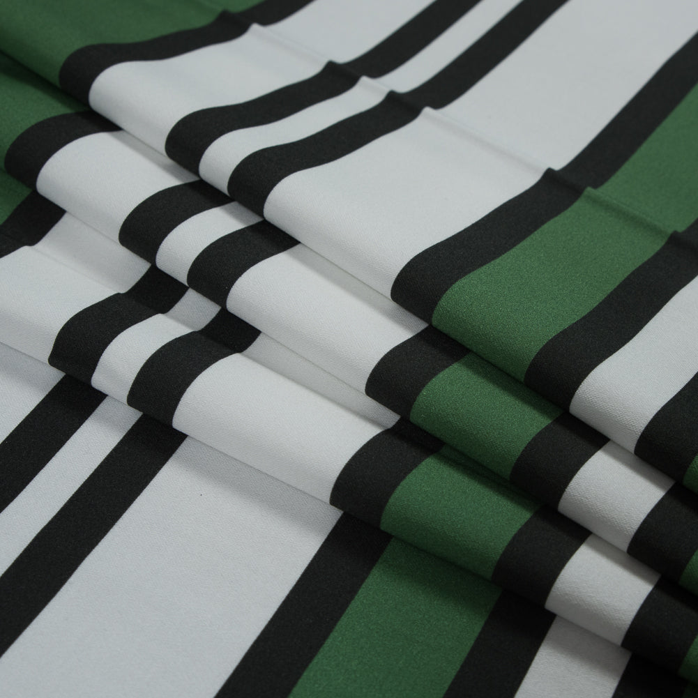Stretch Cotton Sateen - Green and White Stripes - Aina Stripe Print - Mood Exclusive Aloha Collection - Joann Fabrics