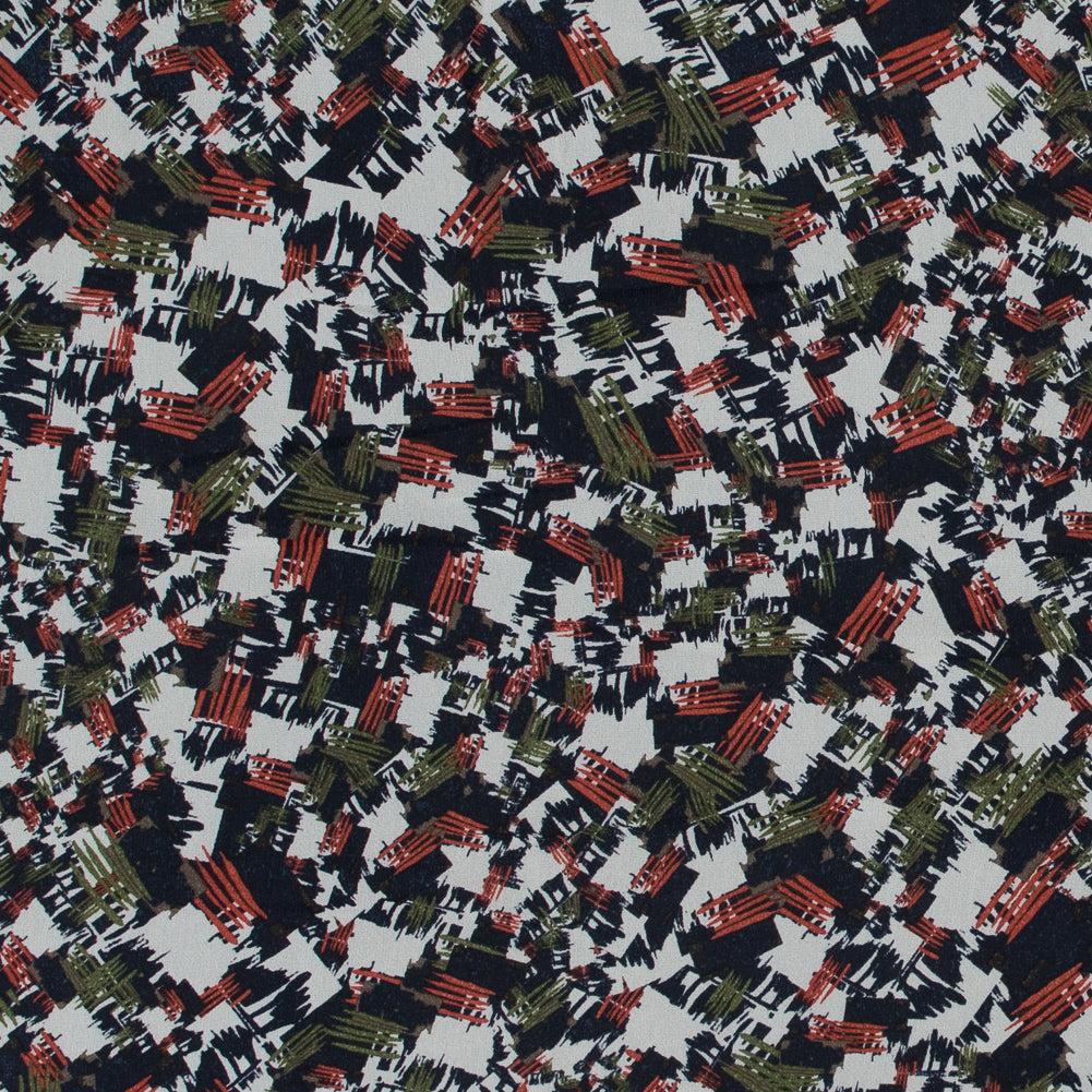 Jason Wu Navy, Burnt Orange and Green Abstract Silk Chiffon - Joann Fabrics