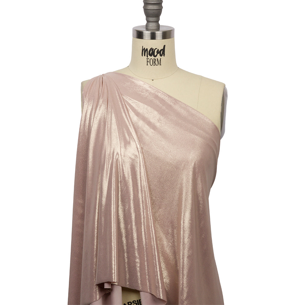 Polyester Interlock Knit with Gold Foiling - Pale Pink - Oriana Collection - Joann Fabrics