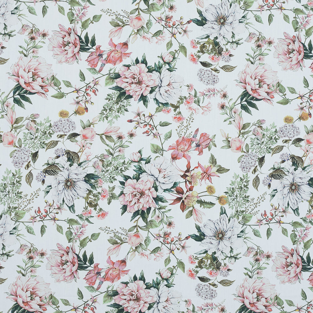 Cotton Poplin - Pink and Green Floral - Les Fleurs de L'amour Print - Mood Exclusive Jacques Collection - Joann Fabrics