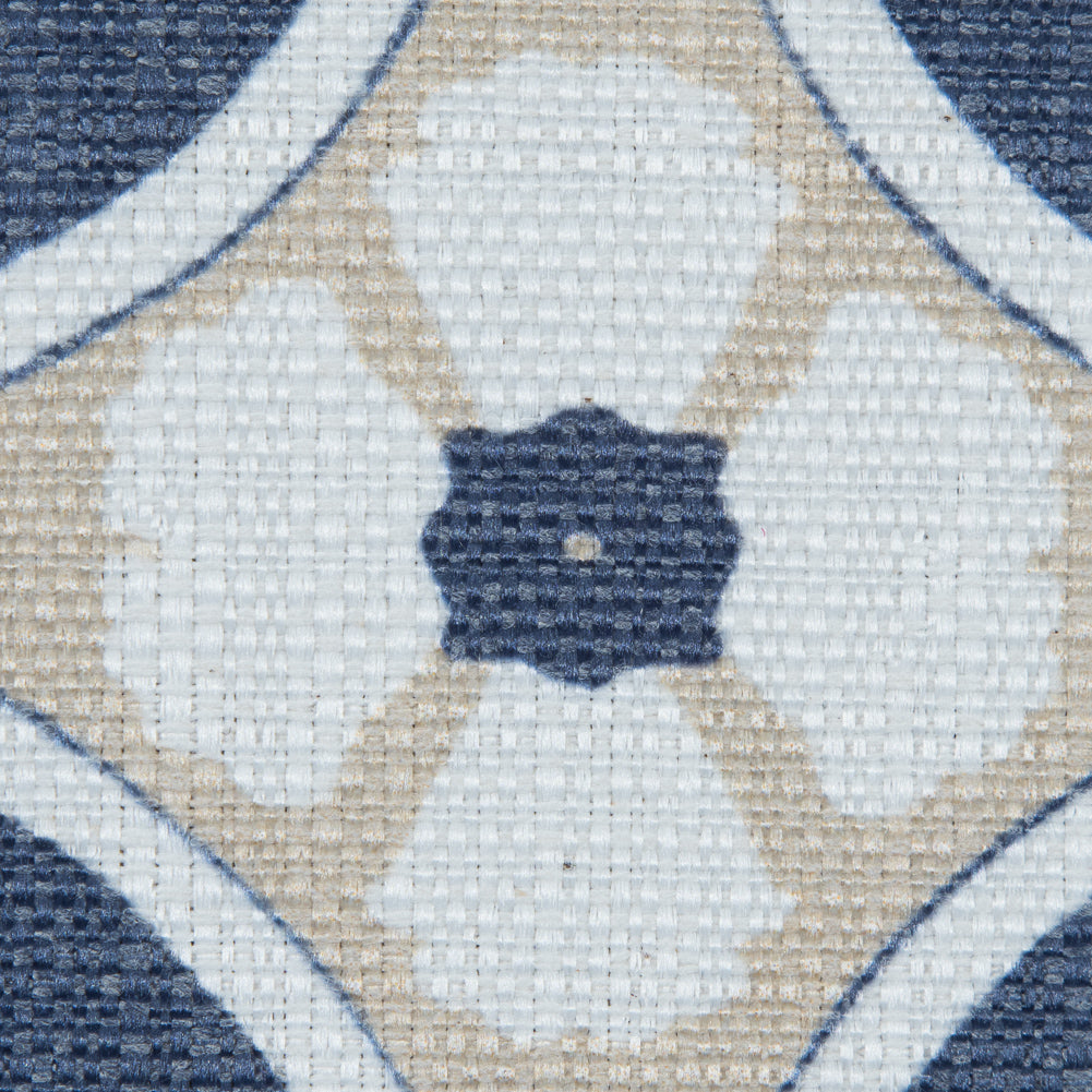 Spanish Navy and Beige Floral Geometric Poly-Cotton Canvas - Joann Fabrics
