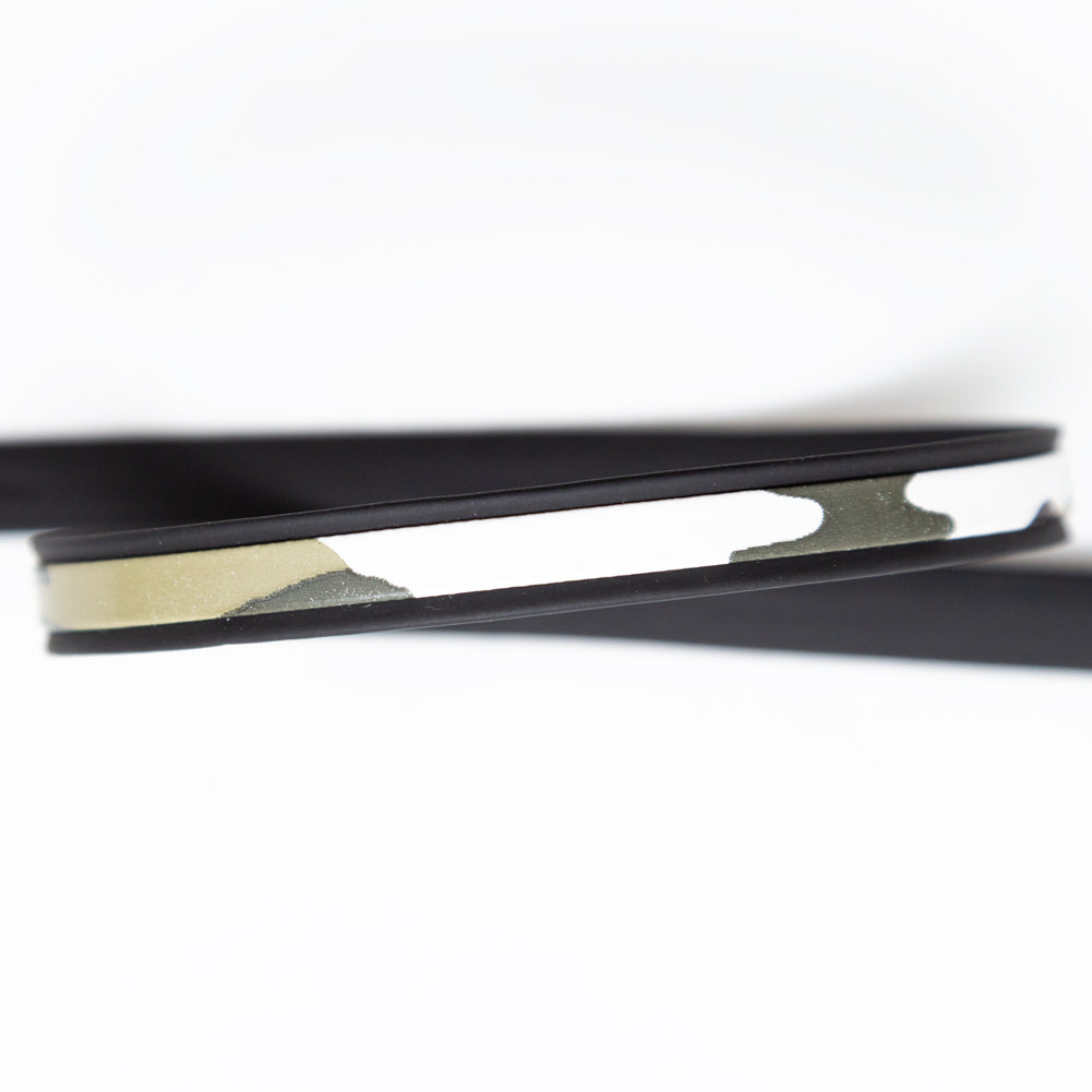 Italian Black and Green Camouflage Vinyl Striped Rubber Trimming - 0.375
