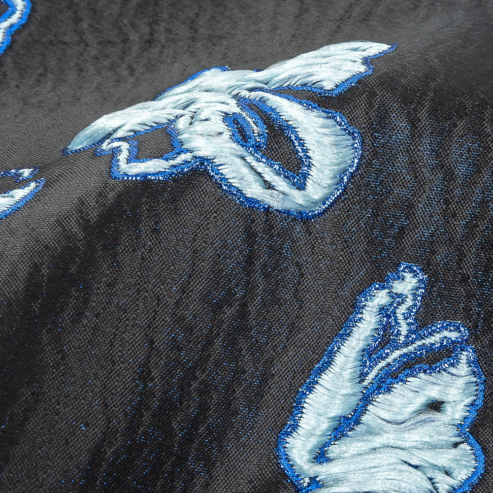 Metallic Magnetic Blue, Baby Blue and Black Floral Luxury Brocade - Joann Fabrics