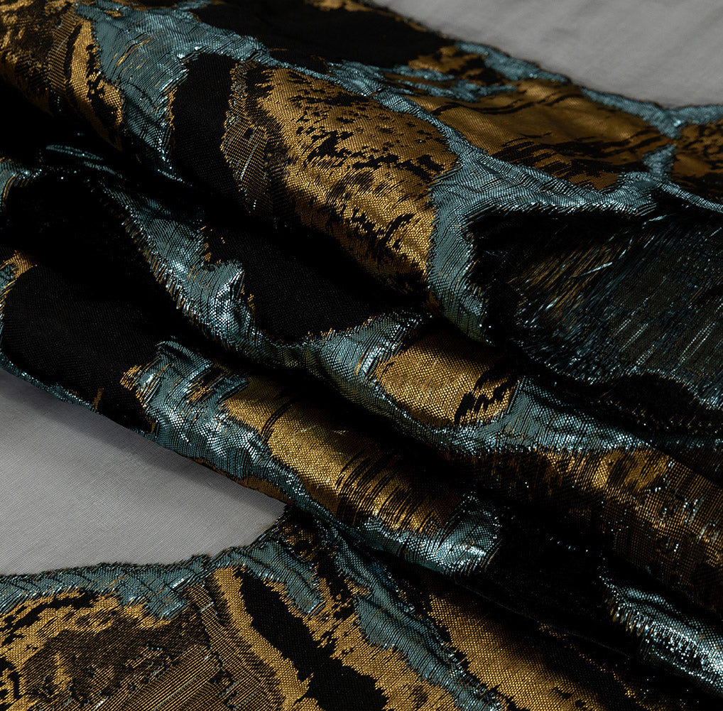 Metallic Gold and Glass-Sea Abstract Burnout Luxury Brocade - Joann Fabrics