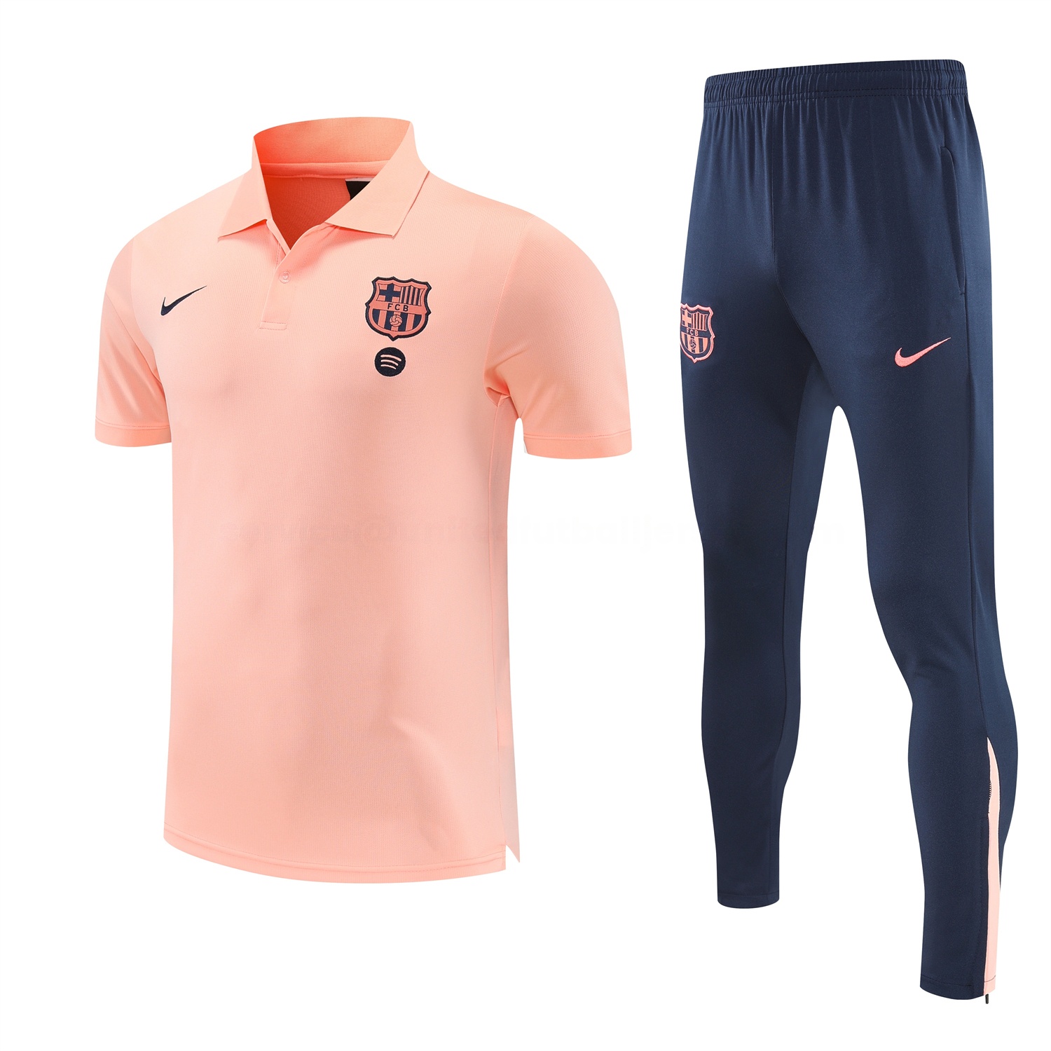 Barcelona 25-26 POLO Short-Sleeve Training Set - Pink Top and Dark Blue Pants - UnitedFutballJersey