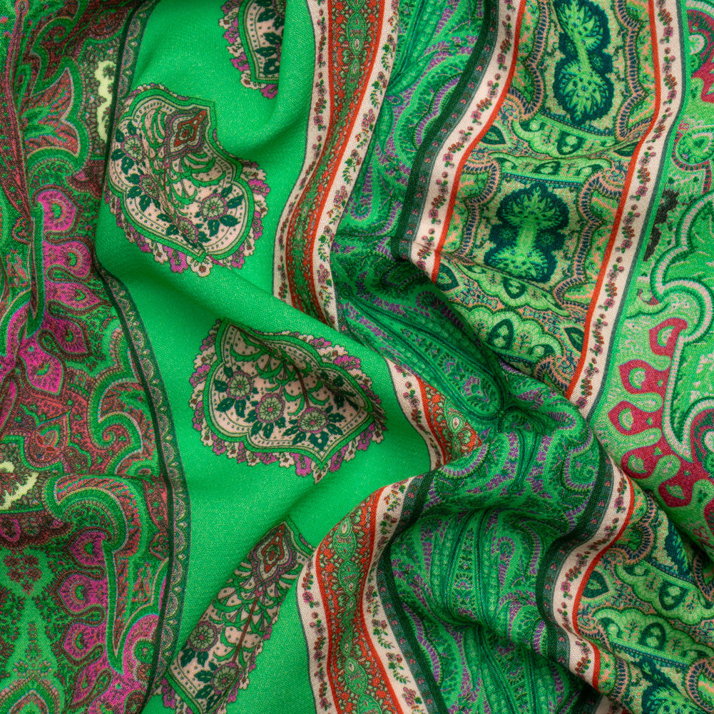 Viscose Crepe Panel - Green and Pink Decorative Stripes - Mood Exclusive Desert Dance - Joann Fabrics