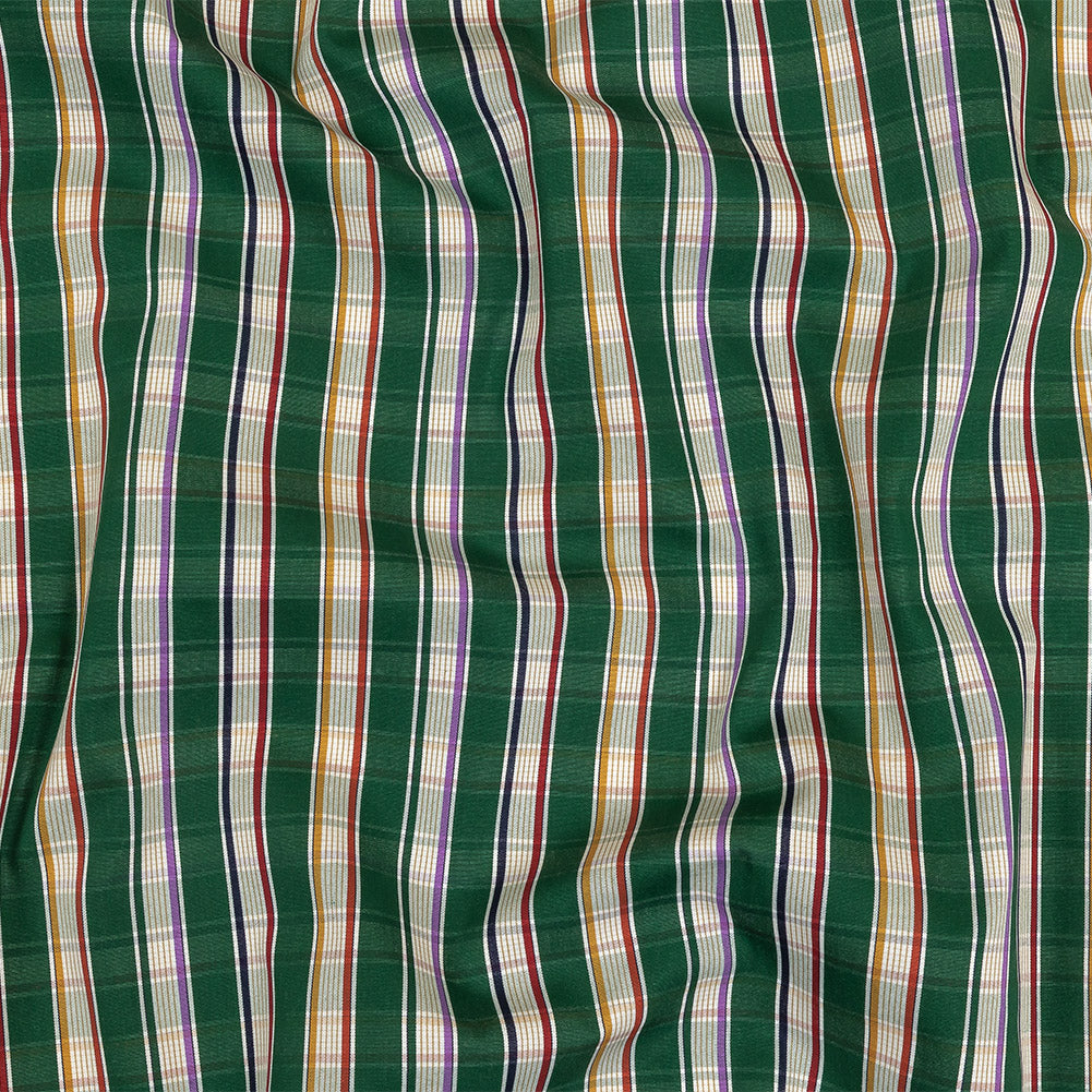 Green, Purple and Yellow Subtle Plaid Stripes Cotton Shirting - Joann Fabrics