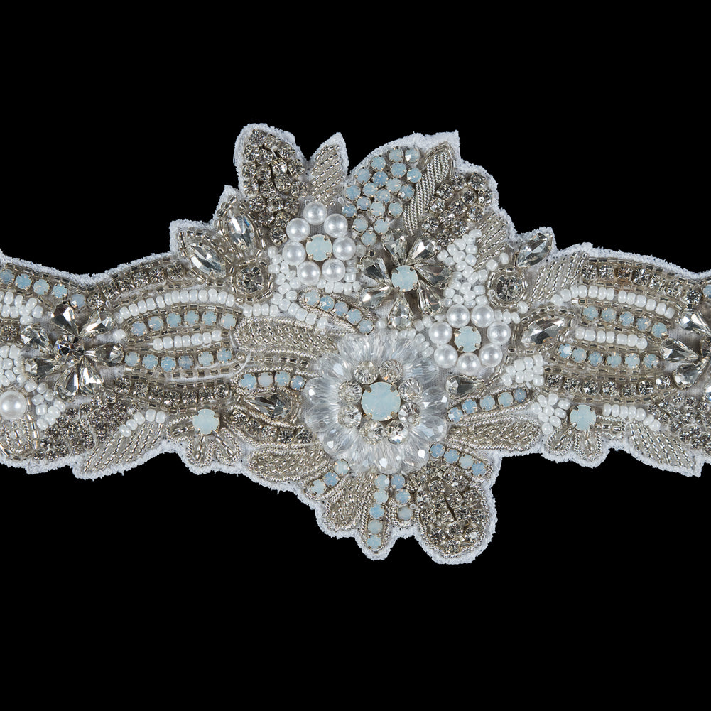 Beaded and Rhinestone Organza Bridal Belt - 3