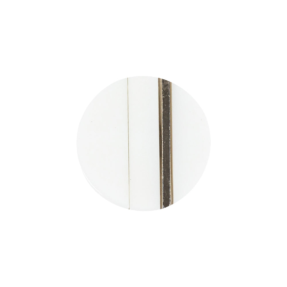 Italian Silver and White Dual Striped Plastic Shank Back Button - 32L/20mm - Joann Fabrics