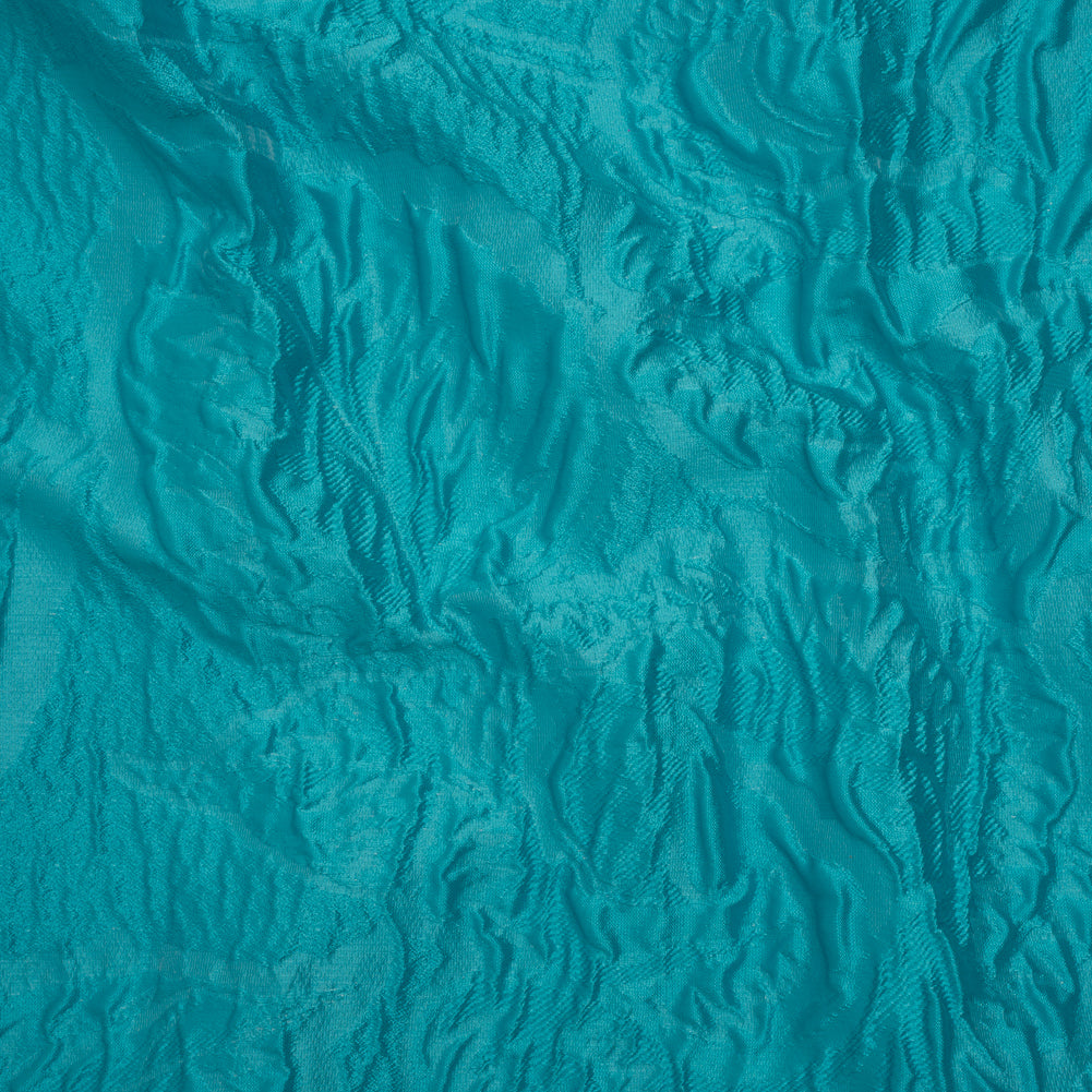 Polyester Brocade - Monochrome Turquoise Roses and Leaves - Joann Fabrics