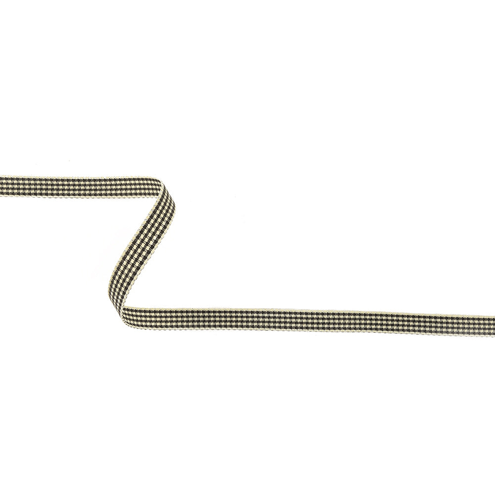 Black and Cream Houndstooth Check Woven Ribbon - 0.375