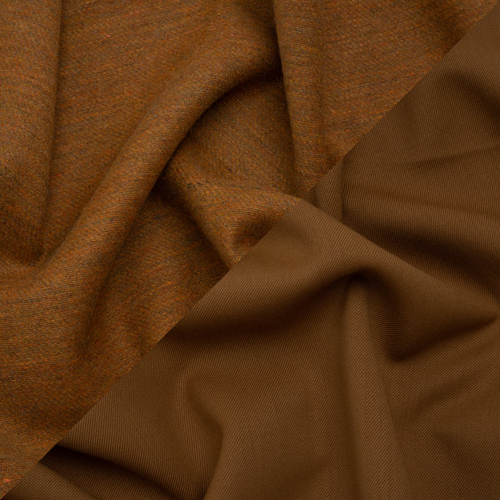 Stretch Blended Virgin Wool and Recycled Polyester Twill Coating - Caramel Brown Tweed - Famous Australian Designer Deadstock - Joann Fabrics