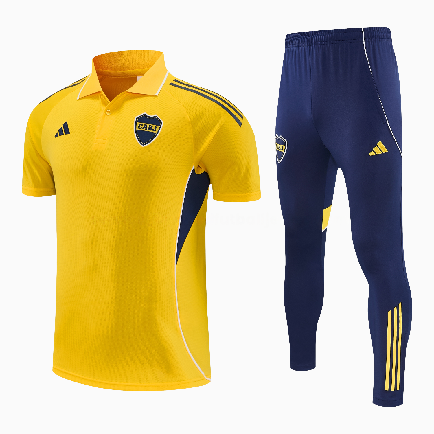 Boca Juniors 25-26 POLO Short-Sleeve Training Set - Yellow Top and Dark Blue Pants - UnitedFutballJersey