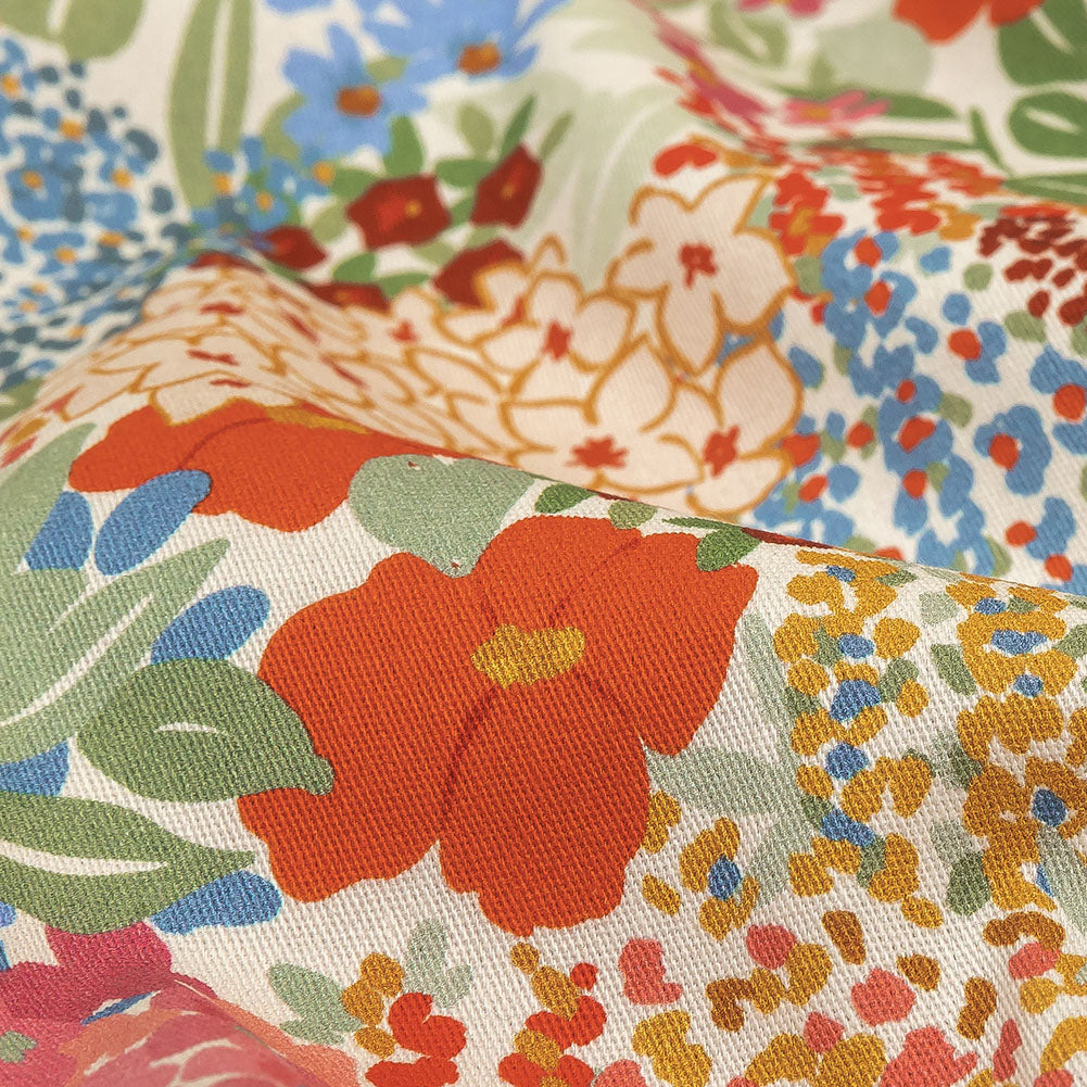 Stretch Cotton Twill Print - Tangerine Floral - Mood Exclusive Bunches o' Blooms - Joann Fabrics