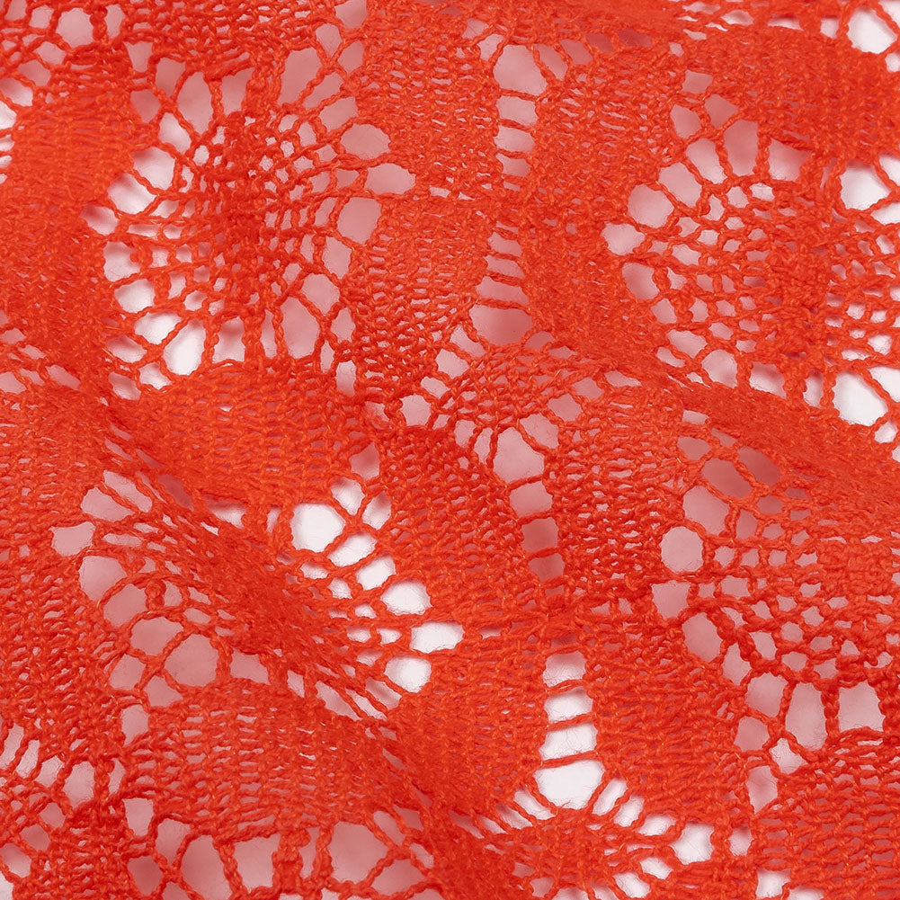 Famous Australian Designer Hot Coral Geometric Floral Cotton and Nylon Crochet Lace - Joann Fabrics