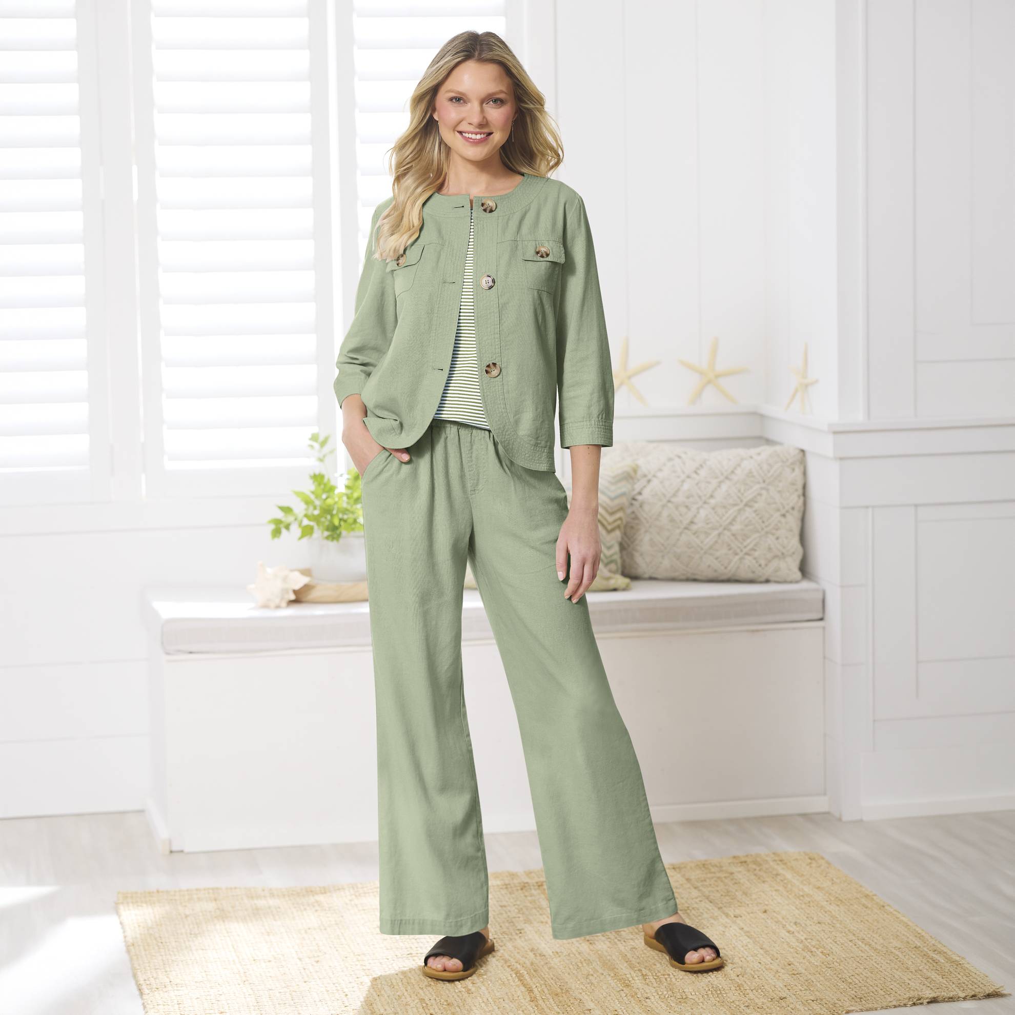 Linen-Blend Pull-On Pants - Northstyle Catalog