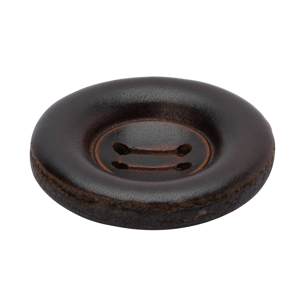 Leather 4-Hole Button - 54L/34mm - Dark Brown Dish Shaped - Joann Fabrics