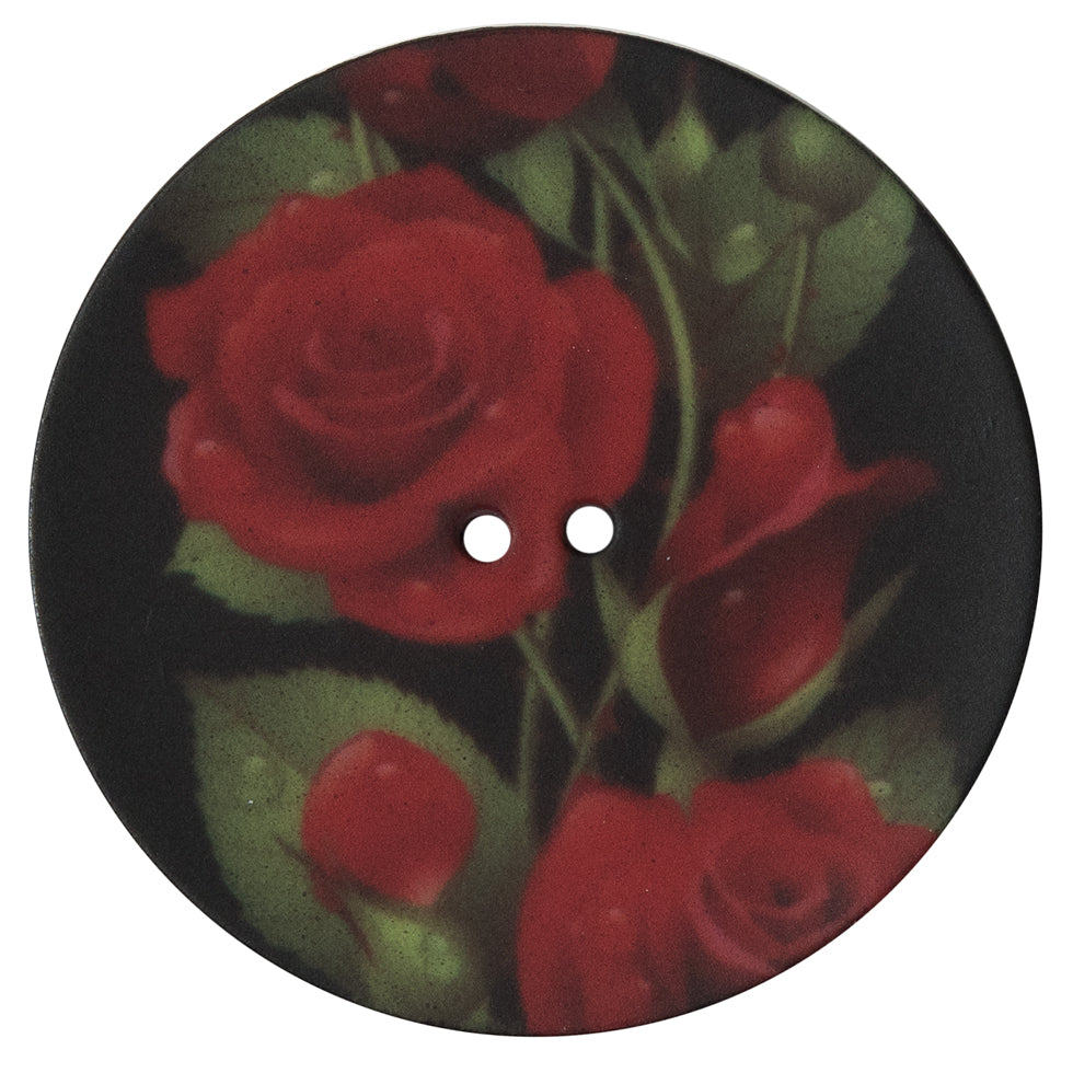 Italian Black Floral Printed 2-Hole Button - 64L/40.5mm - Joann Fabrics