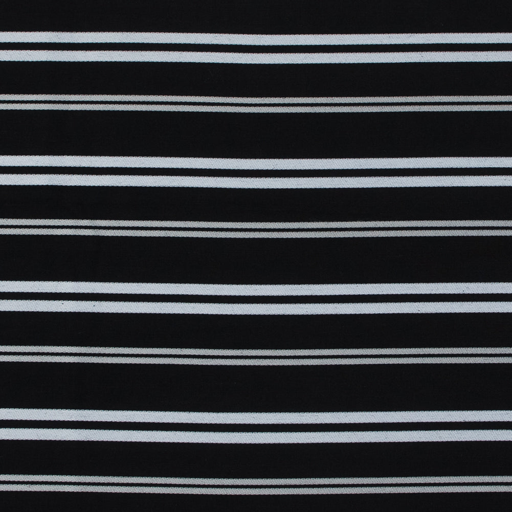 Black Cotton Twill with Silver Embroidered Stripes - Joann Fabrics