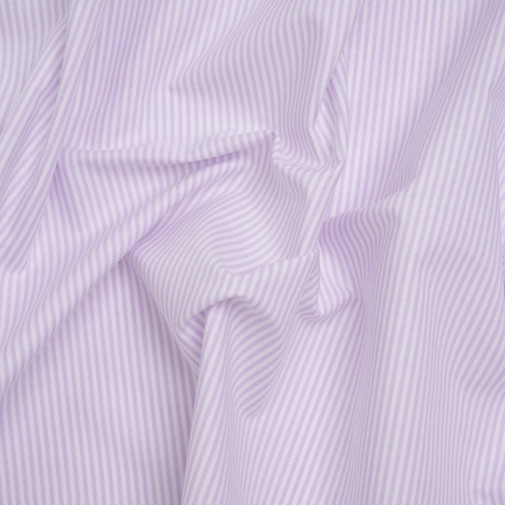 Cotton Oxford Shirting - Pale Lavender and White Candy Stripes - Designer Deadstock - Joann Fabrics