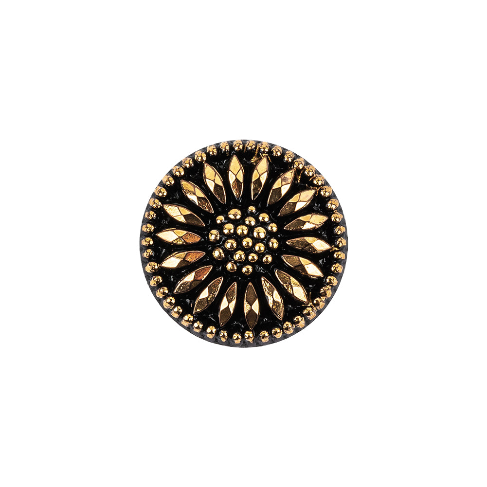 Vintage Gold and Black Floral Shank Back Glass Button - 28L/18mm - Joann Fabrics