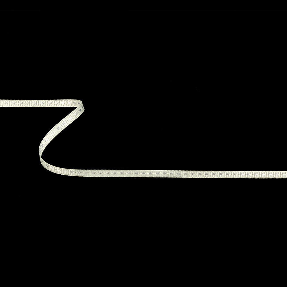 Egret Grosgrain Ribbon with Lucent White Stitching - 0.25