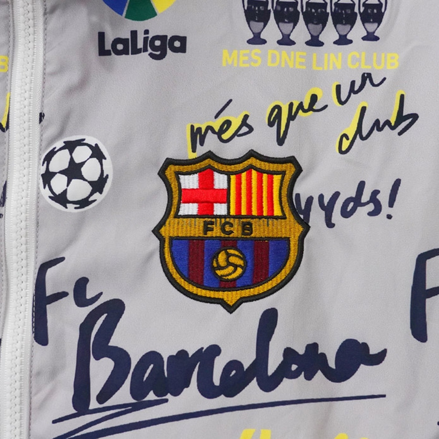 Barcelona 26-27 Barca Fonts Windbreaker Jacket - Grey - UnitedFutballJersey