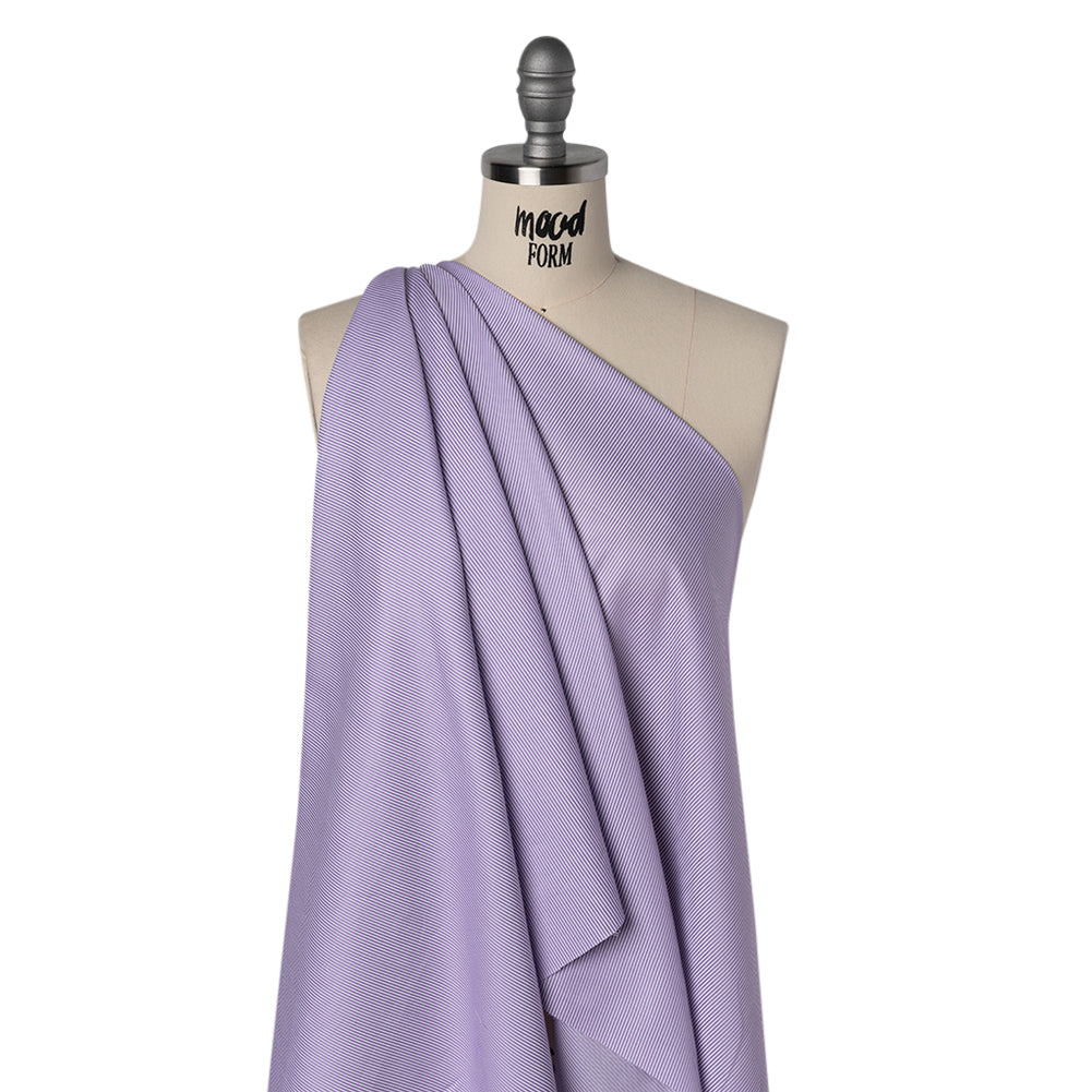 Cotton Herringbone Twill Shirting - Lavender and White Stripes - Deadstock - Joann Fabrics