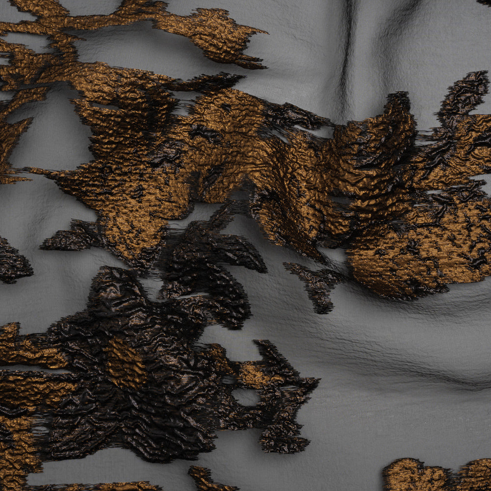 Metallic Luxury Burnout Brocade - Copper and Black Floral Border - Joann Fabrics