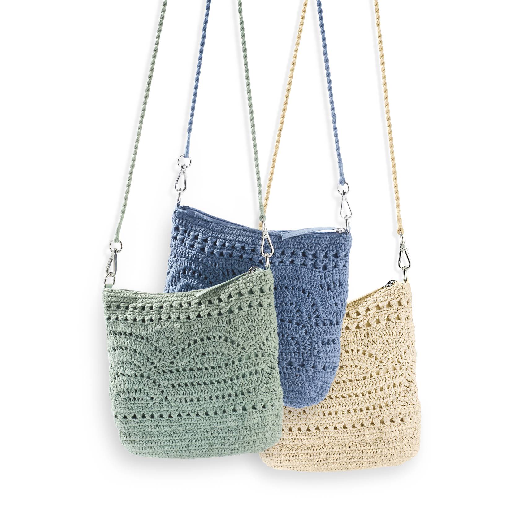 Woven Cotton Crochet Bag, Fully Lined, Adjustable Crossbody Strap - Northstyle Catalog