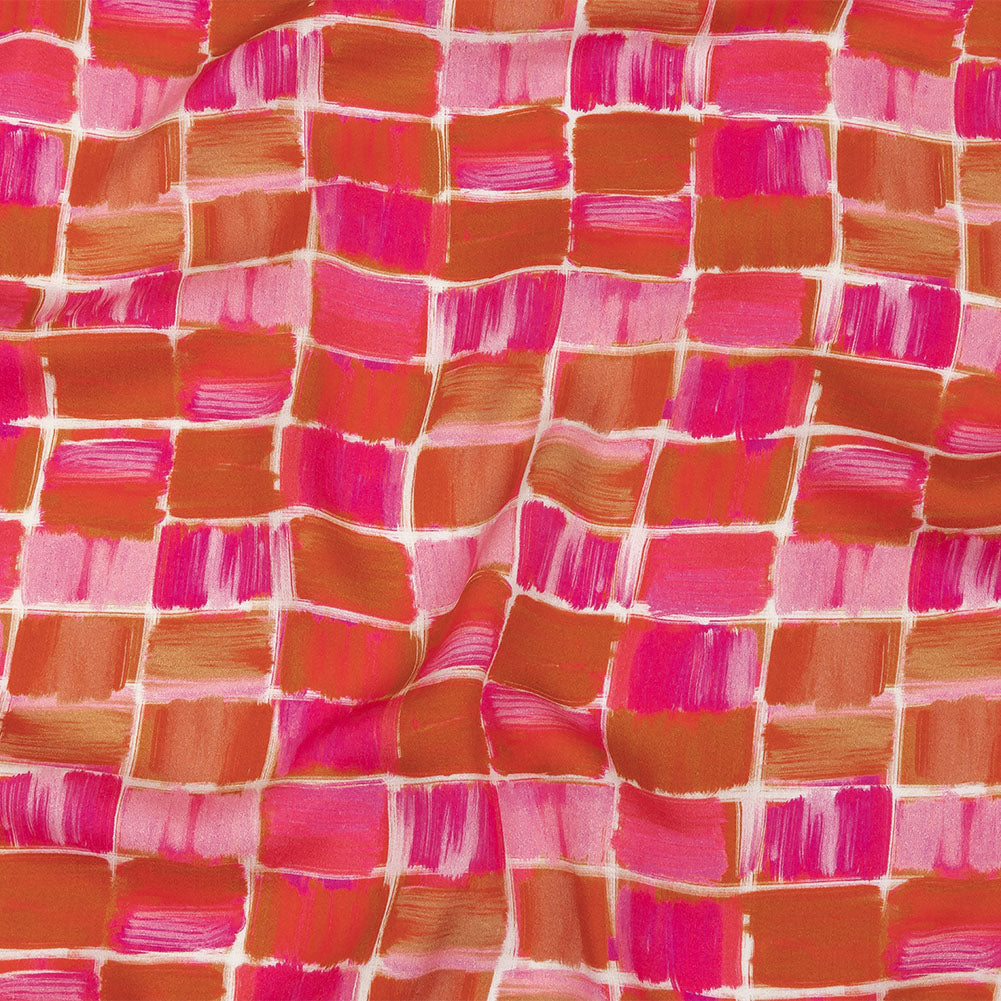 Rayon Challis - Pink Painted Squares - Swatch Me Print - Mood Exclusive Citrus Collection - Joann Fabrics