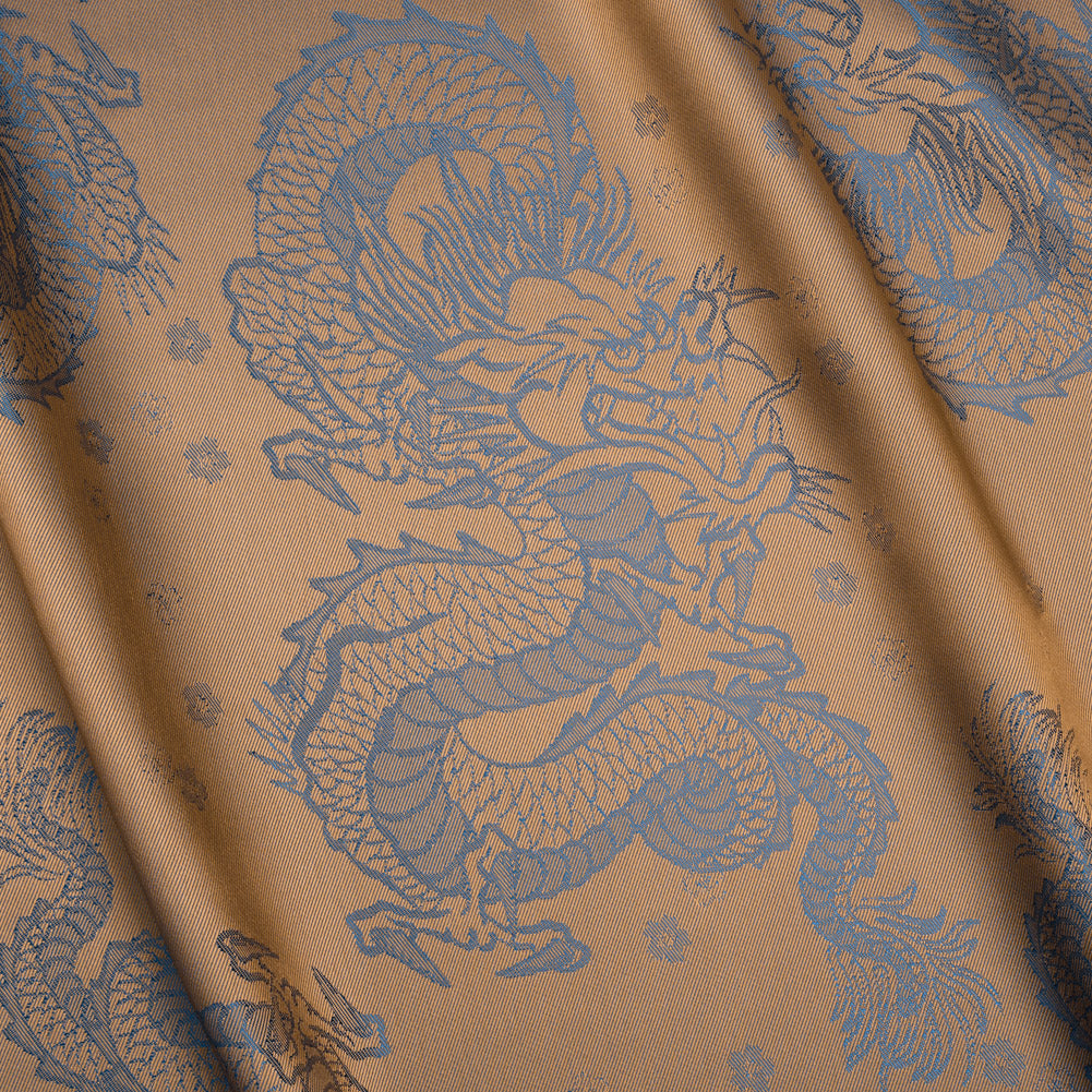 Dragons Jacquard Lining - Blue and Beige Bi-Color - Thalia Collection - Joann Fabrics