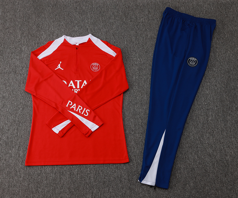 2025/2026 Psg Paris Saint-Germain Half-Pull Training Suit Red Set