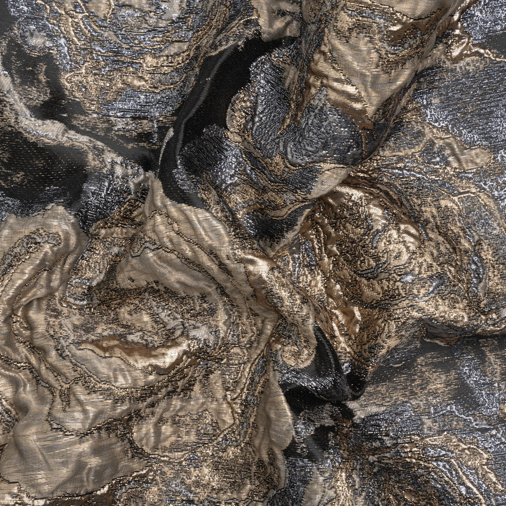 Metallic Gold, Silver and Black Rose Field Luxury Brocade - Joann Fabrics