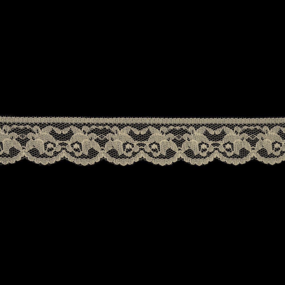 Tofu Rose Buds Scalloped Lace Trim - 1.375
