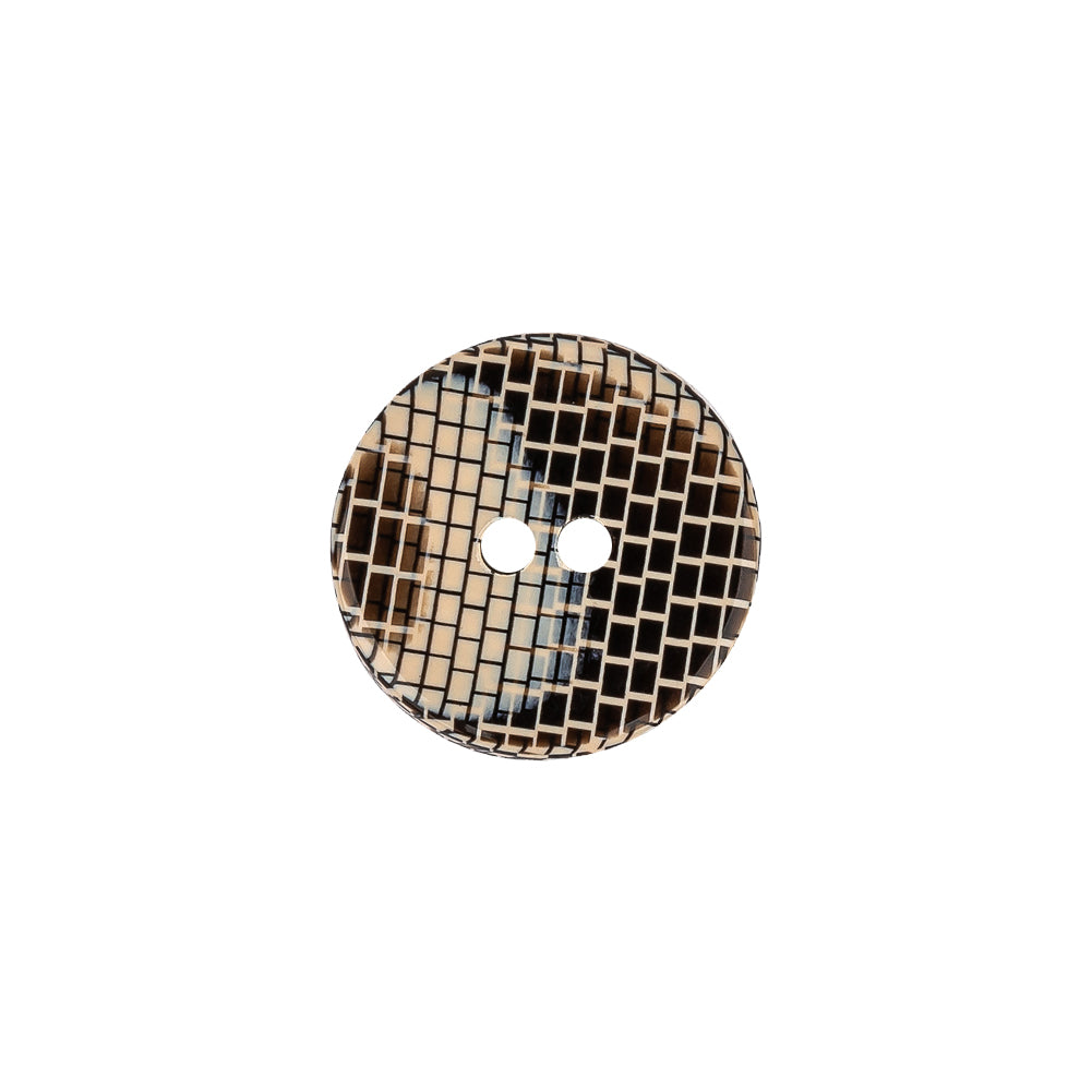 Italian Frosted Almond, Gray and Brown Brick Patterned 2-Hole Smooth Top Plastic Button - 24L/15mm - Joann Fabrics