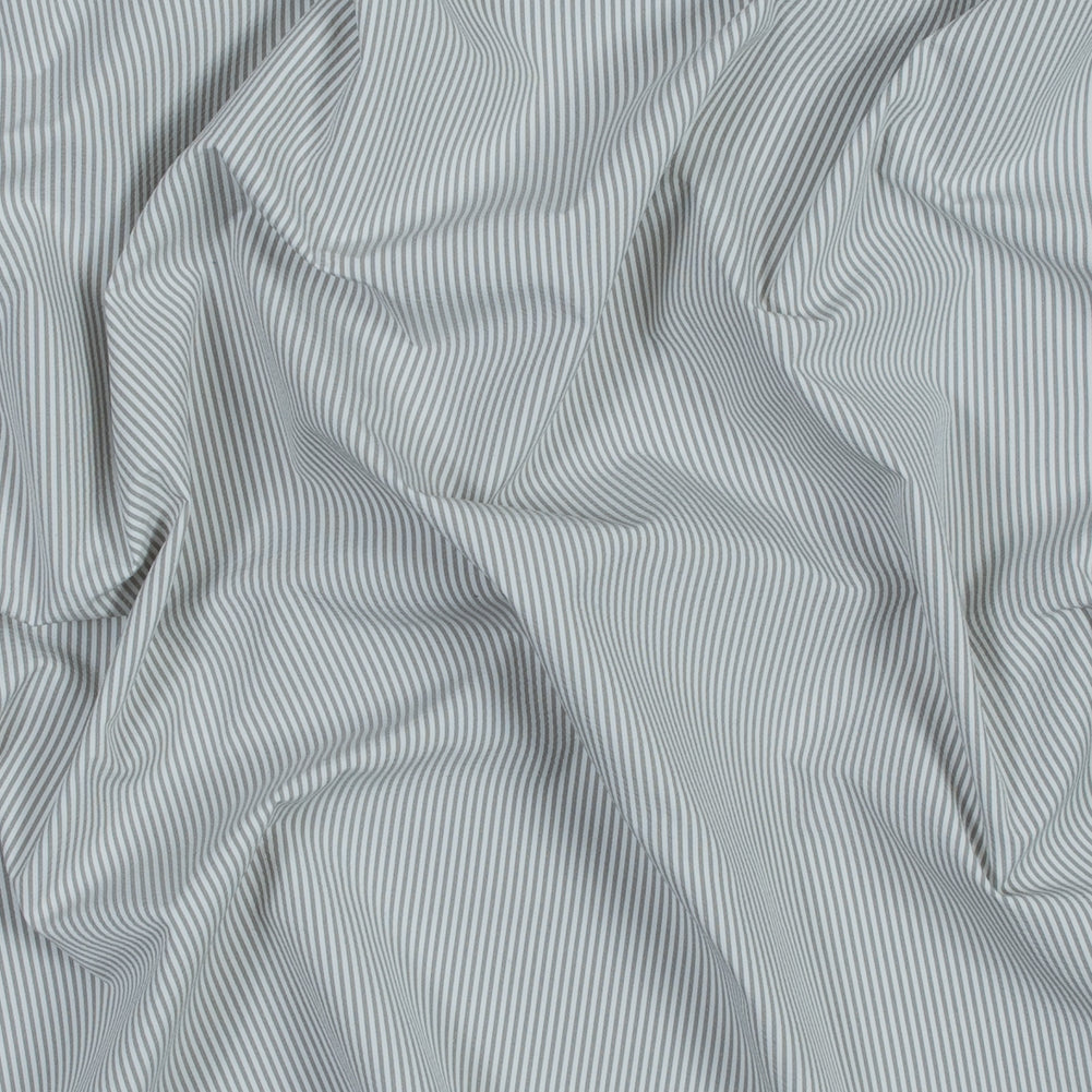 Theory Light Slate and White Striped Polyester Shirting - Joann Fabrics