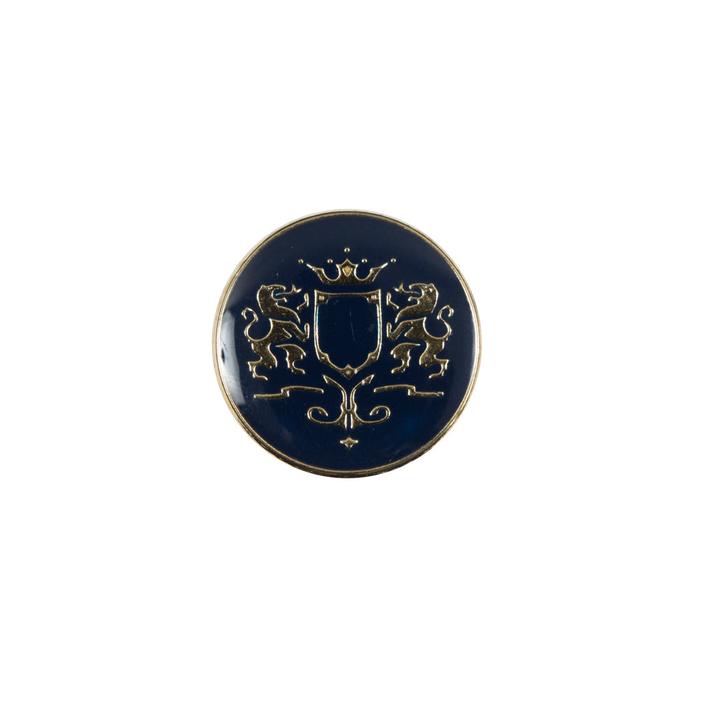 Italian Navy and Gold Metal Crest Shank Back Button - 24L/15mm - Joann Fabrics