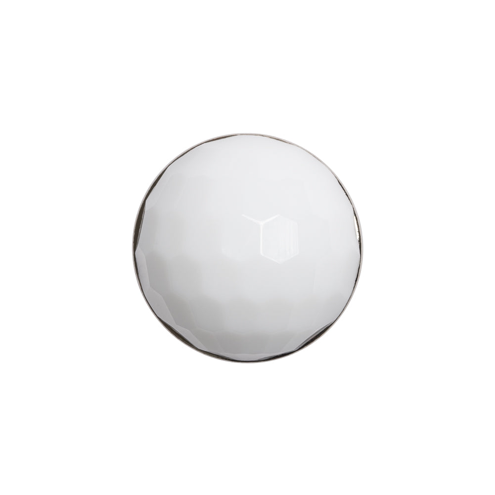 Domed Plastic Shank Back Button - White and Metallic Silver Faceted - 32L/20mm - Joann Fabrics