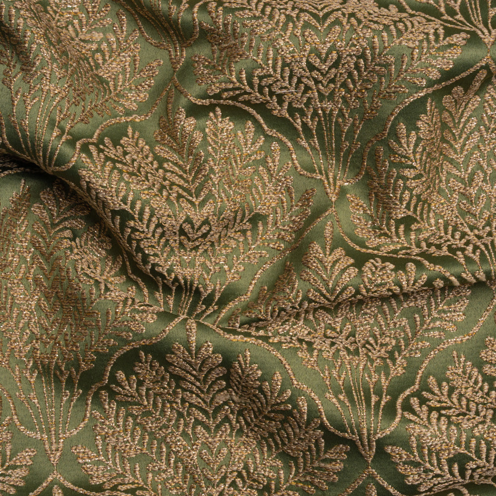Metallic Drapery Jacquard - Olive Leafy Fans - British Imported - Joann Fabrics