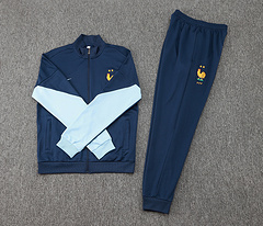 2024-2025 France Half-Pull Training Suit Royal Blue Football Shirt Set