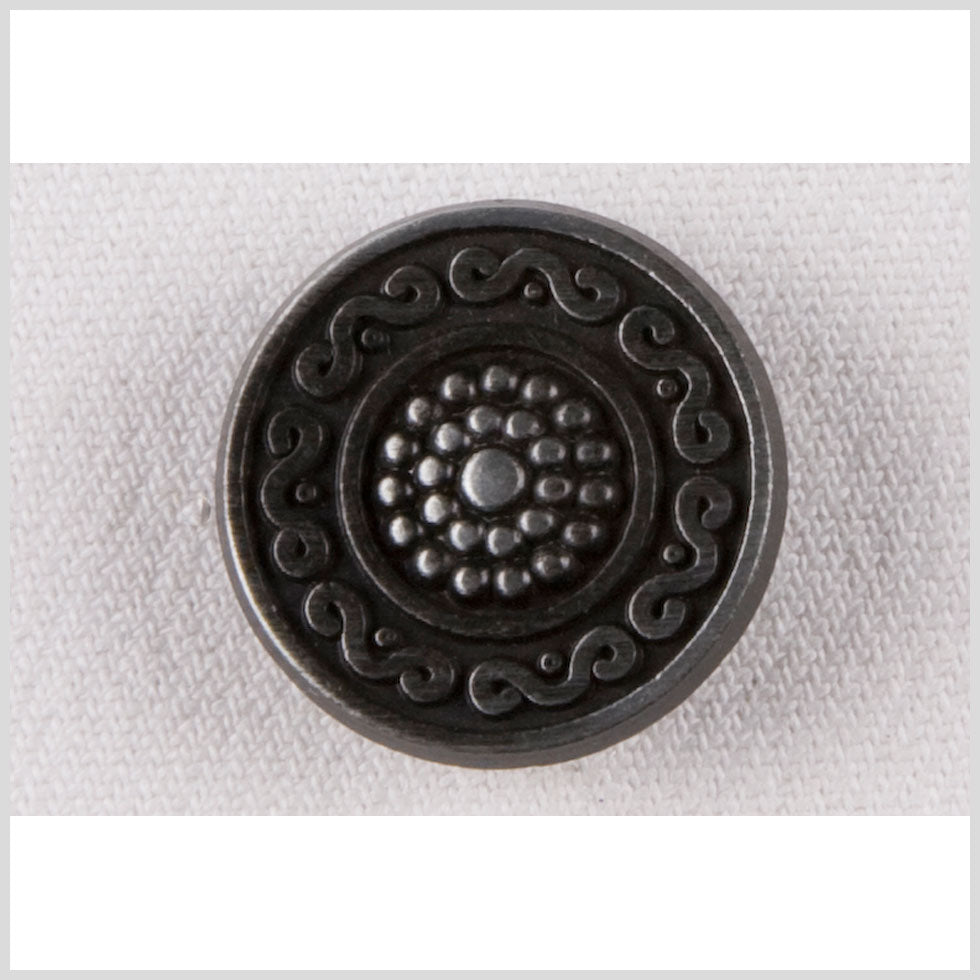 Metal Shank Back Button - 28L/18mm - Gunmetal Nailshead and Curly Border - Joann Fabrics
