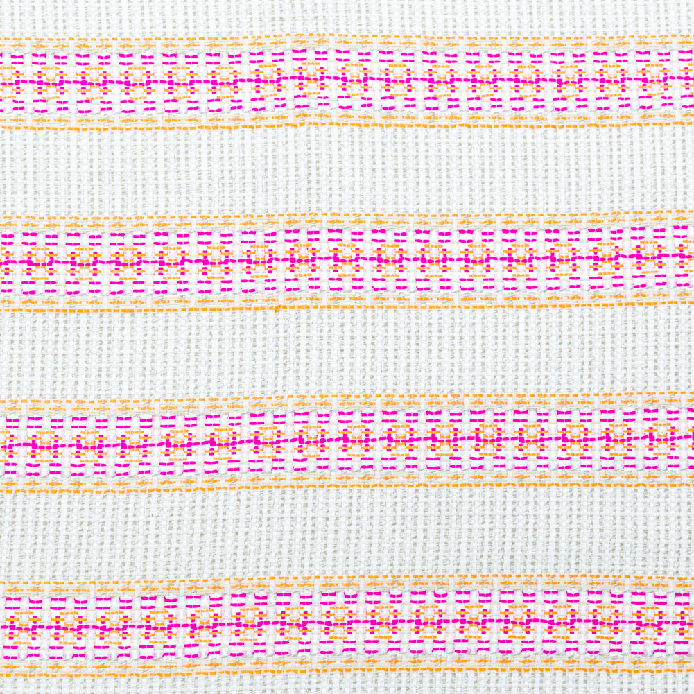 Magenta, Orange and Beige Awning Striped Cotton Tweed - Joann Fabrics