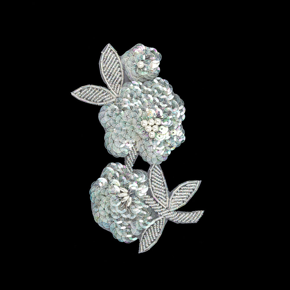 Vintage Pearl, Crystal Iris Sequins and Beaded Floral Applique - 6