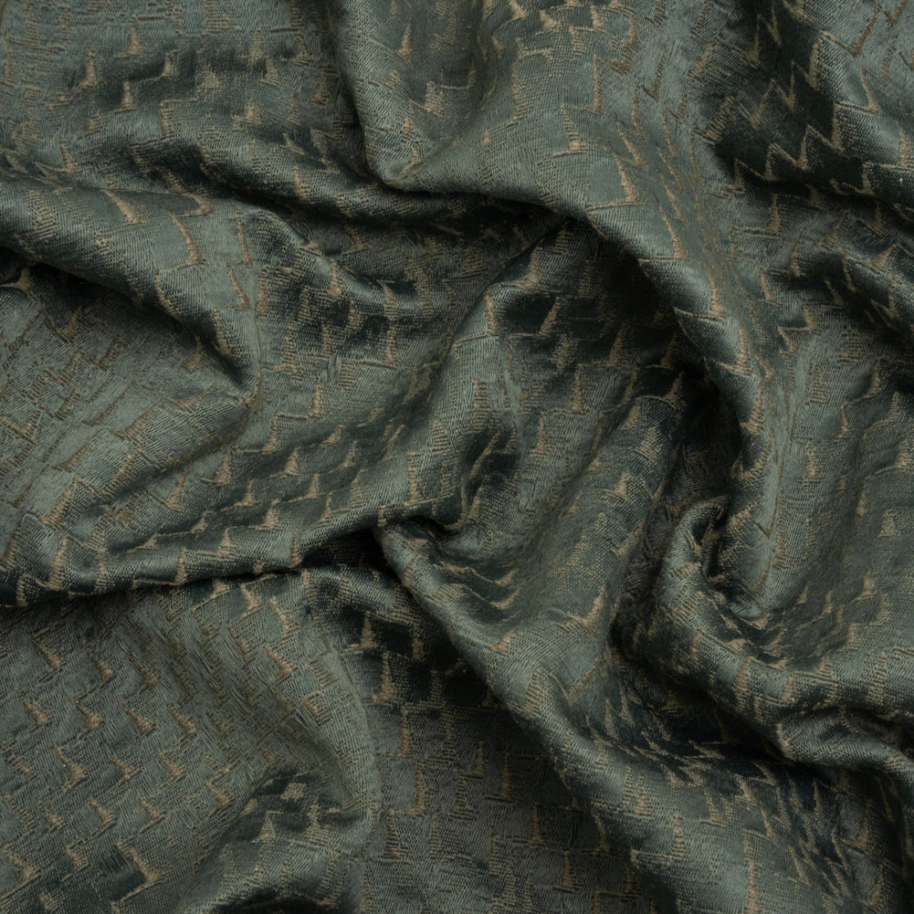 Stairstep Zig Zags Recycled Polyester and Cotton Drapery Jacquard - Ocean - British Imported - Joann Fabrics