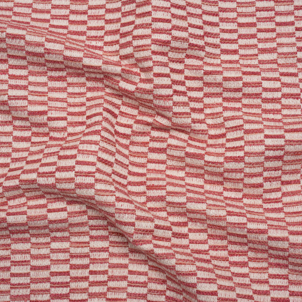 Textured Polyester and Cotton Woven - Raspberry Rectangle Checks - British Imported - Joann Fabrics