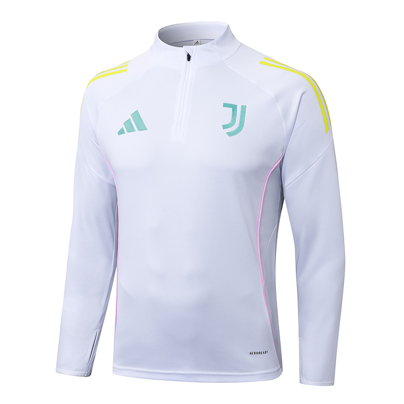 2025/2026 Juventus Half-Pull Training Suit White Football Shirt 1:1 Thai Quality Set